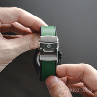 StrapXPro Curved End Rubber Strap for Seiko SKX/5KX in Green/Black (22mm) - Nomad Watch Works SG