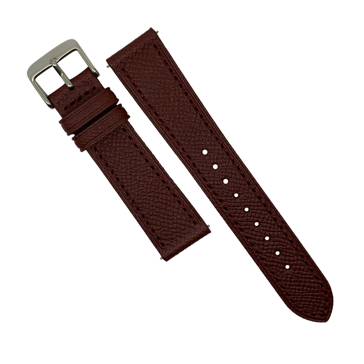 Emery Dress Epsom Leather Strap in Burgundy (20mm) - Nomad watch Works