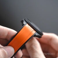StrapXPro Curved End Rubber Strap for Seiko SKX/5KX in Orange/Black (22mm) - Nomad Watch Works SG