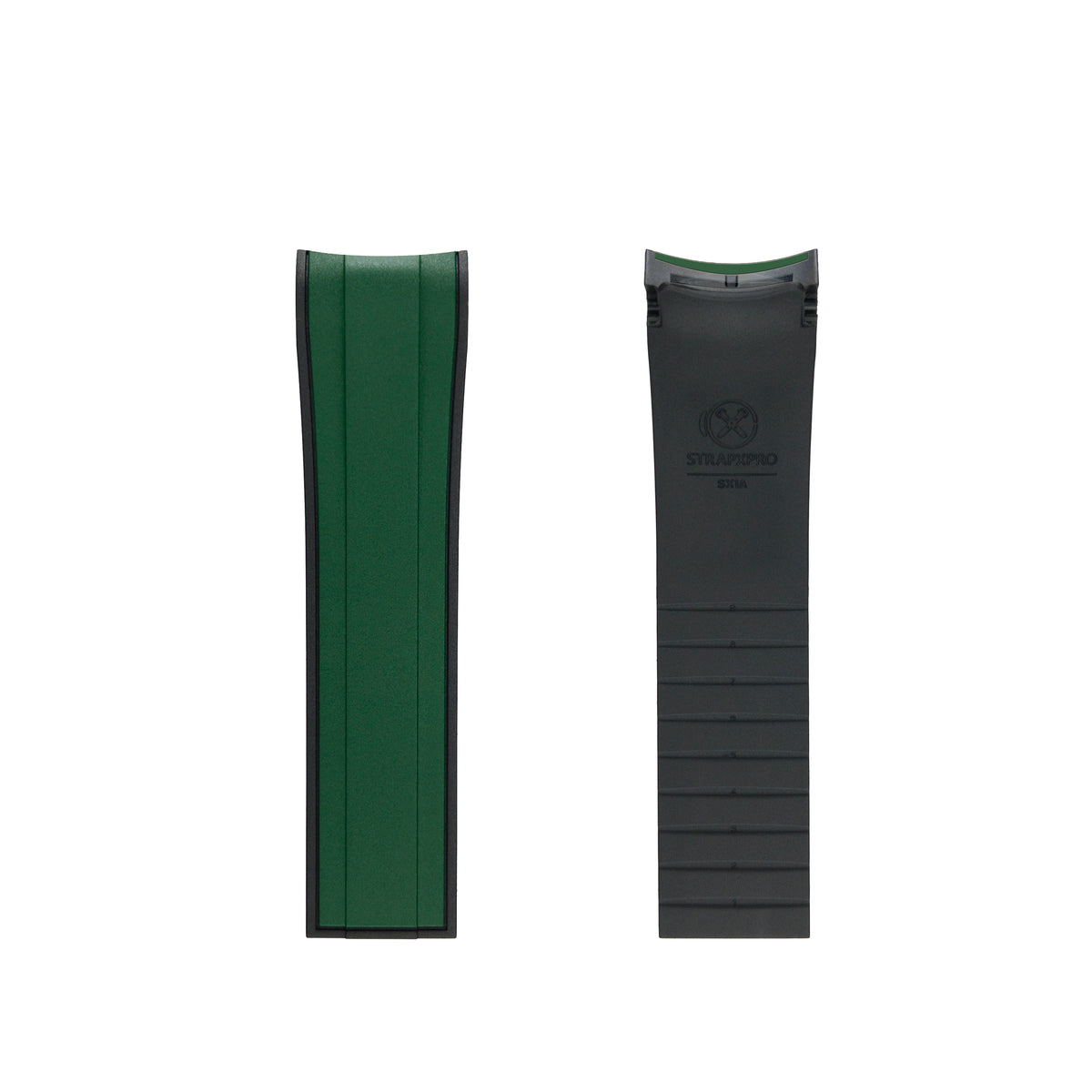 StrapXPro Curved End Rubber Strap for Seiko SKX/5KX in Green/Black (22mm) - Nomad Watch Works SG