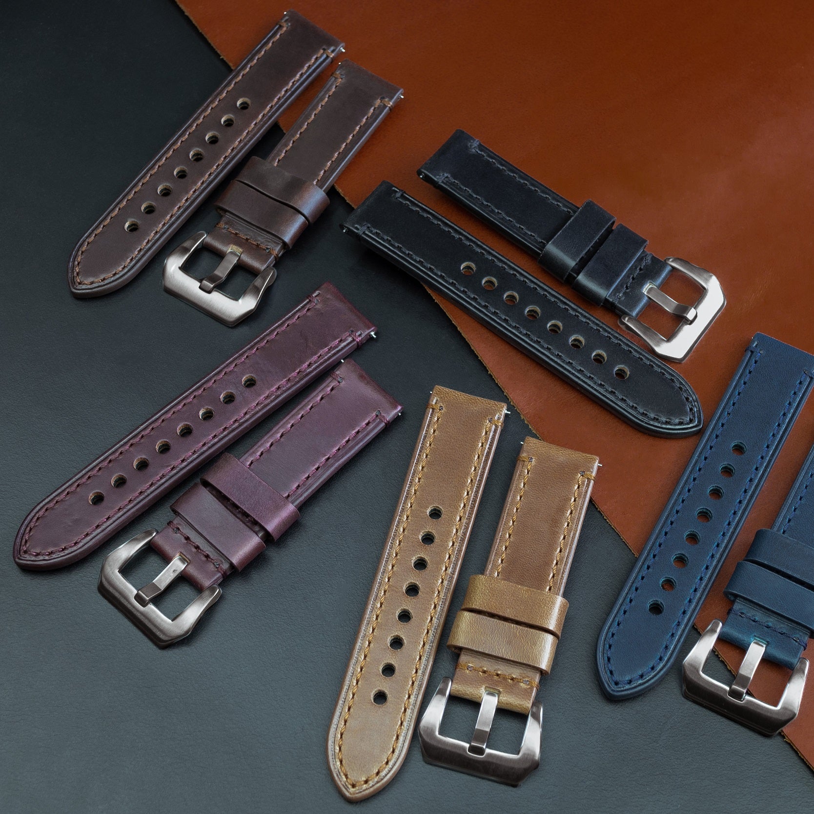 N2W Ammo Horween Leather Strap in Chromexcel® Brown (20mm) - Pre Order - Nomad Watch Works SG