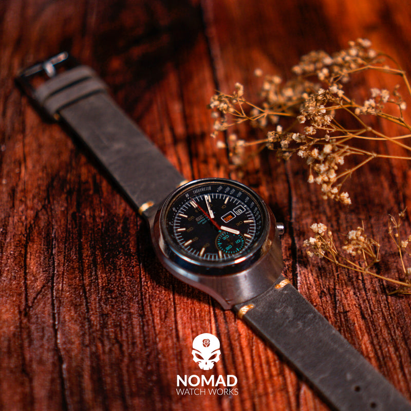 Premium Vintage Calf Leather Watch Strap in Grey (20mm) - Nomad watch Works