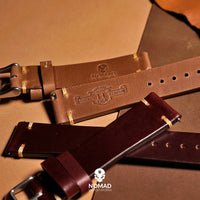 N2W Vintage Horween Leather Strap in Chromexcel® Burgundy (18mm) - Nomad watch Works