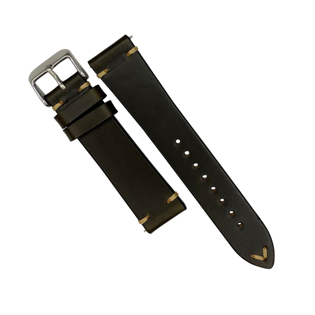 N2W Vintage Horween Leather Strap in Chromexcel® Olive (18mm) - Nomad watch Works
