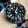 Premium Nato Strap in Black Center Red with Polished Silver Buckle (22mm) - Nomad watch Works