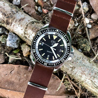 Premium Leather Nato Strap in Brown with Silver Buckle (18mm) - Nomad watch Works