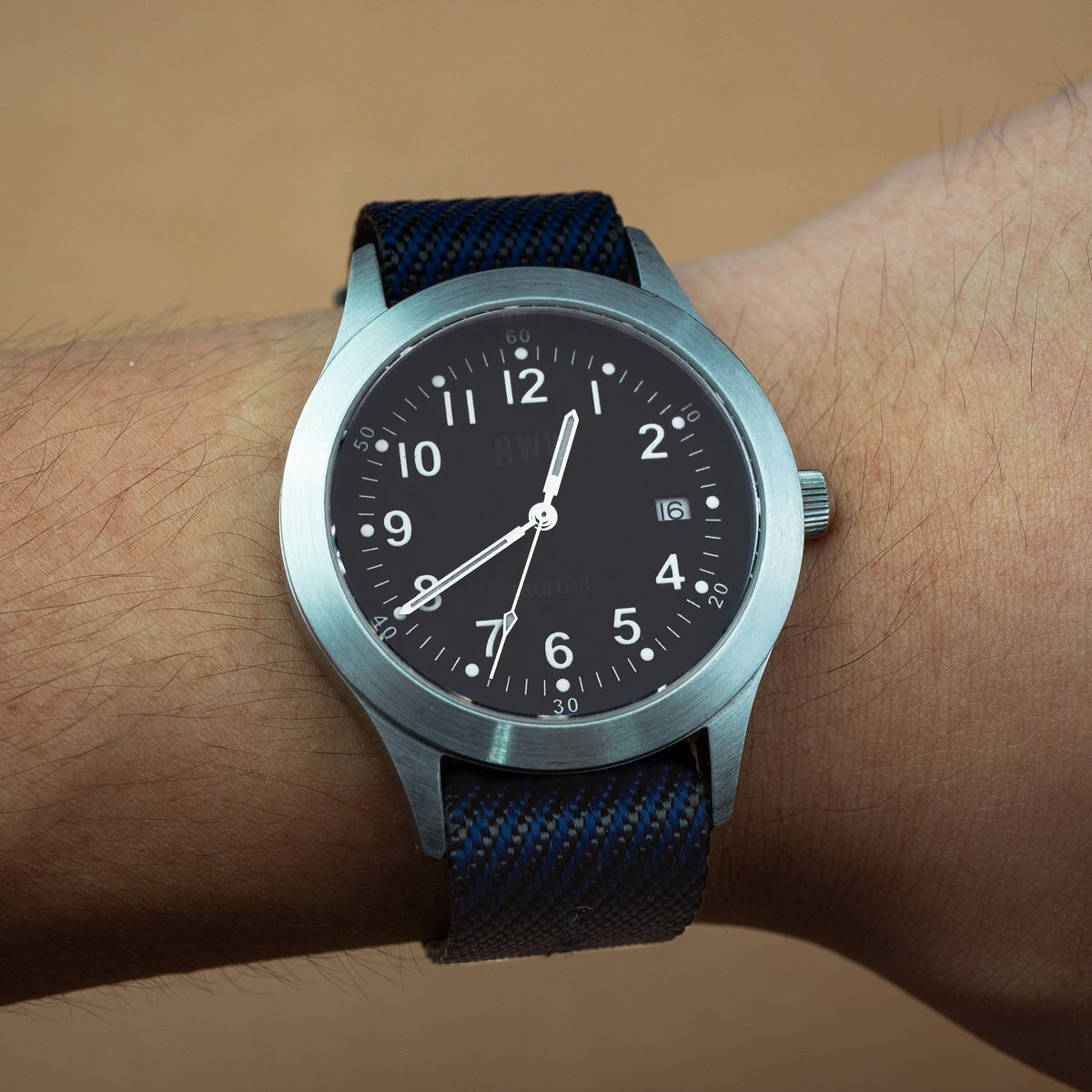 Lux Single Pass Strap in Navy with Silver Buckle (20mm) - Nomad watch Works