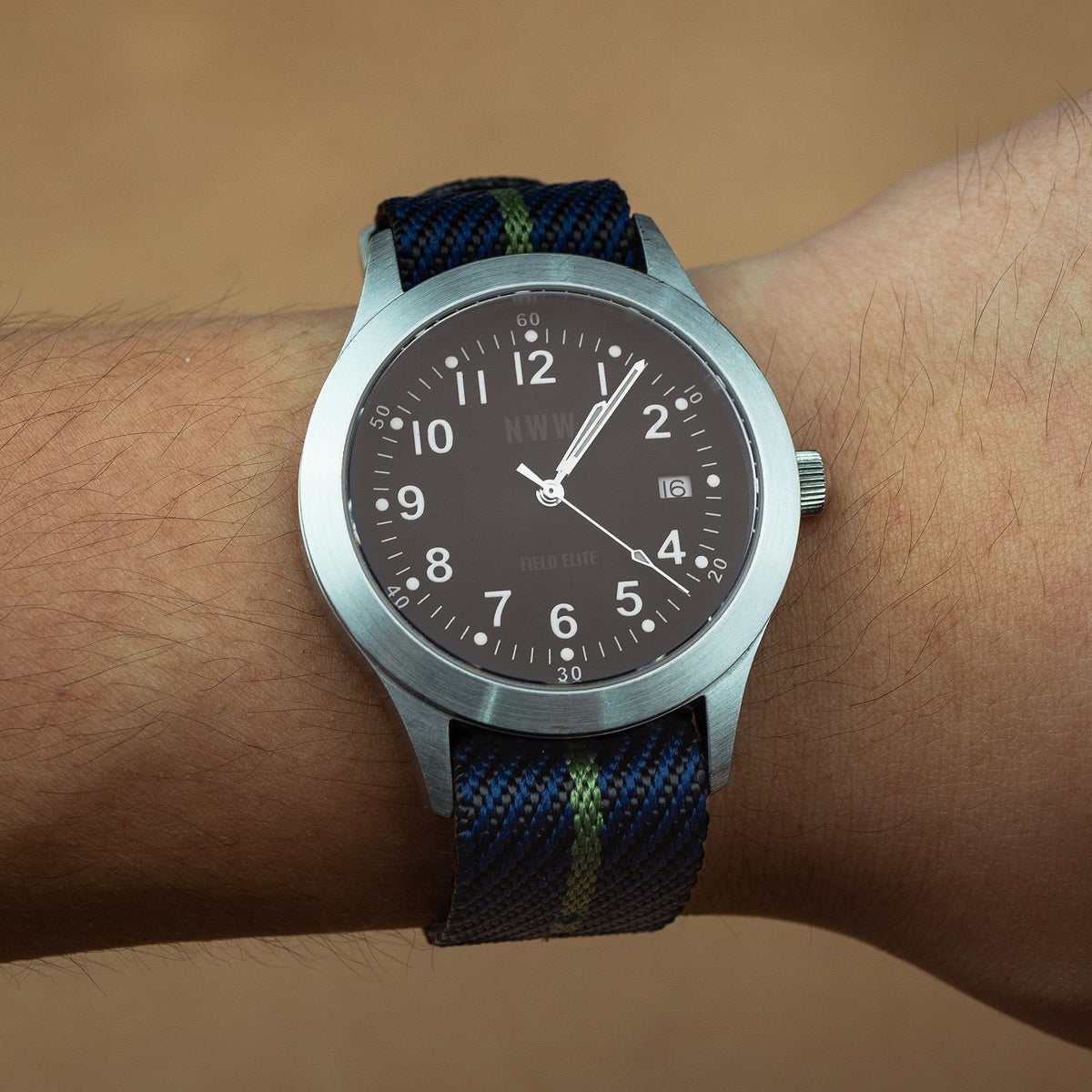 Lux Single Pass Strap in Navy Green with Silver Buckle (20mm) - Nomad watch Works