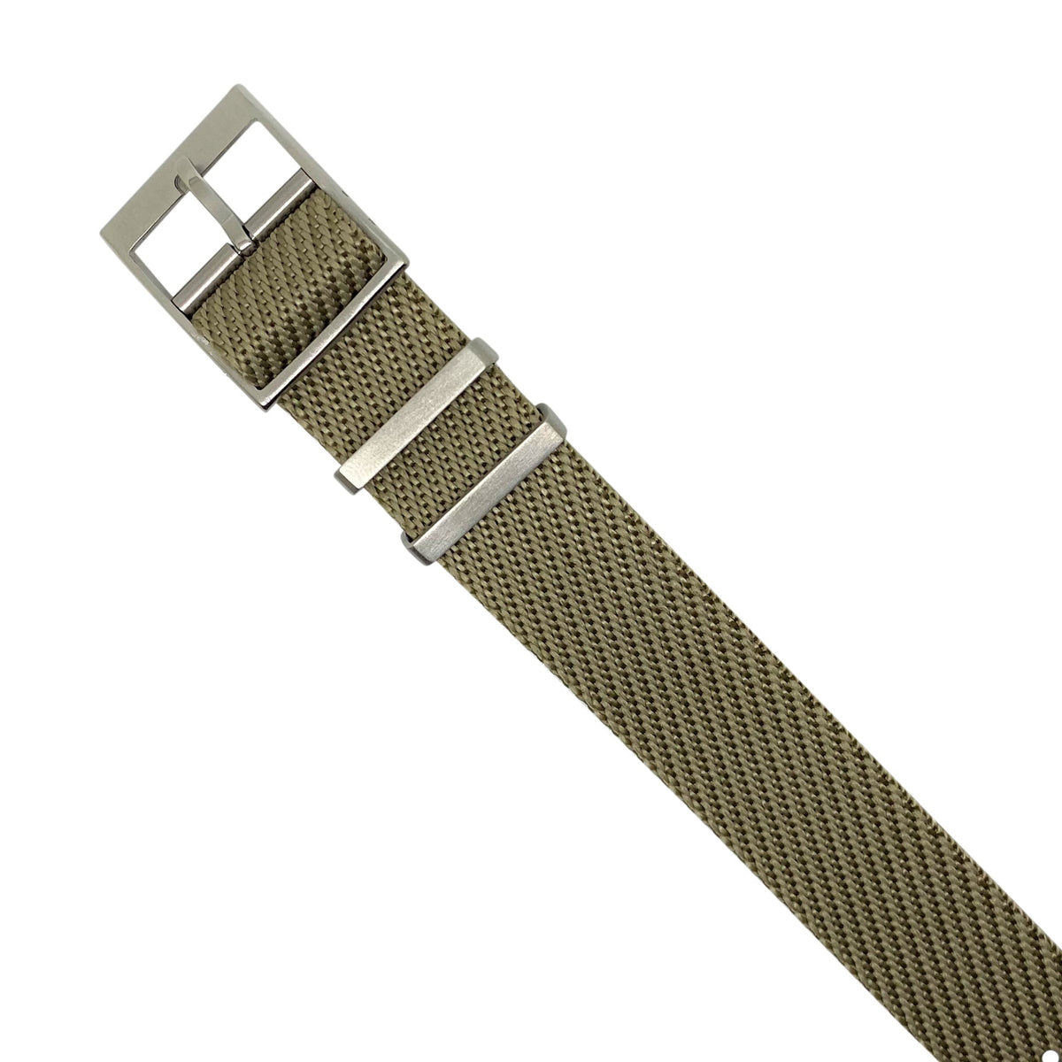 Lux Single Pass Strap in Khaki with Silver Buckle (20mm) - Nomad watch Works