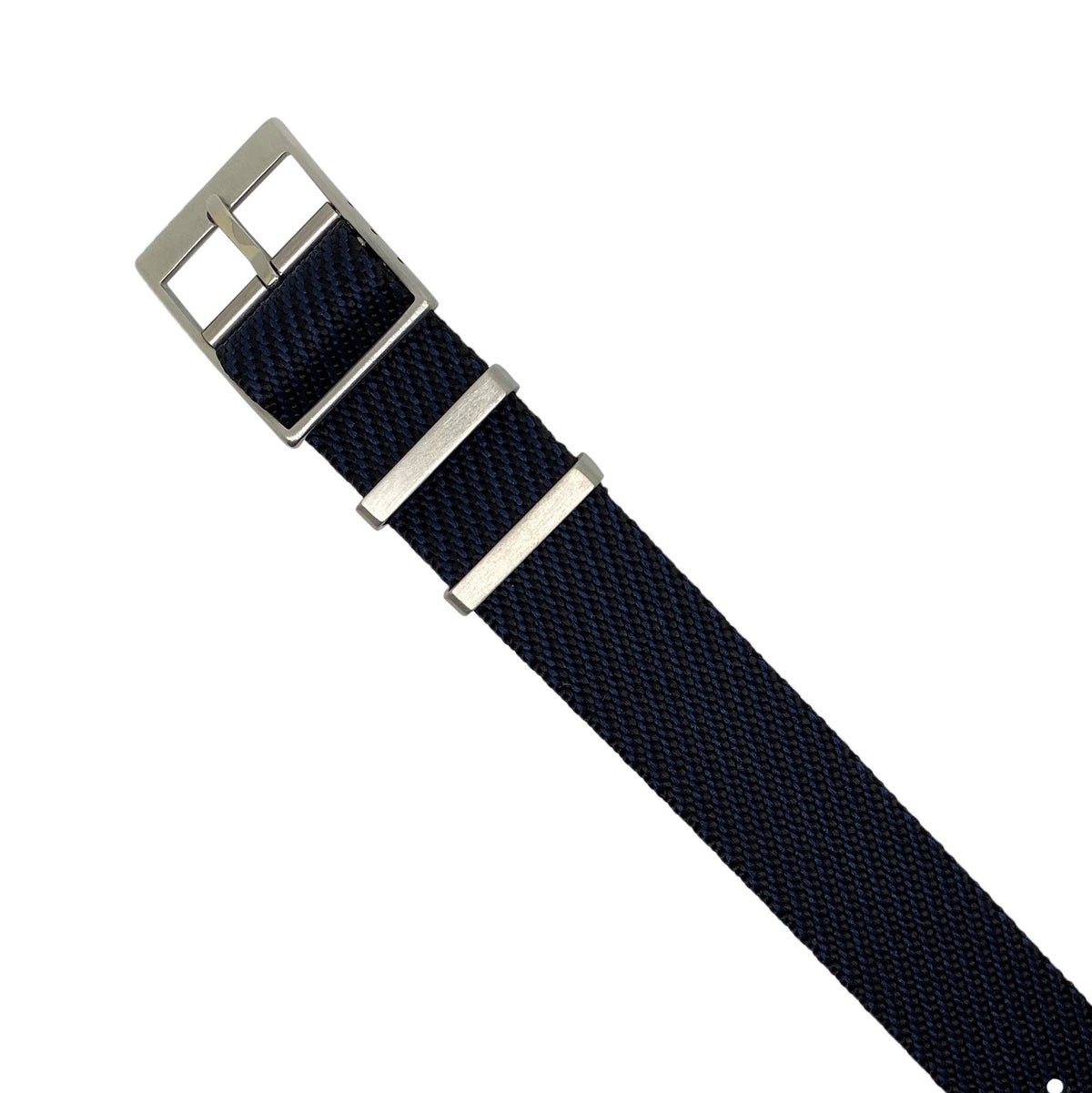 Lux Single Pass Strap in Navy with Silver Buckle (20mm) - Nomad watch Works