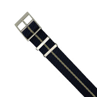 Lux Single Pass Strap in Navy Khaki with Silver Buckle (20mm) - Nomad watch Works