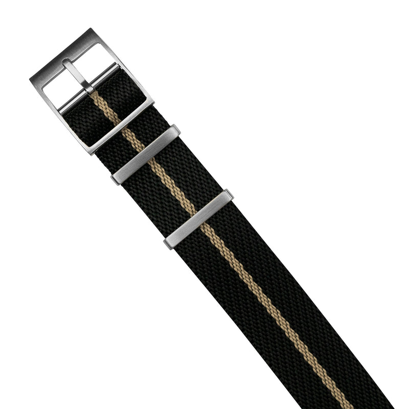 Lux Single Pass Strap in Black Sand with Silver Buckle (20mm) - Nomad Watch Works SG