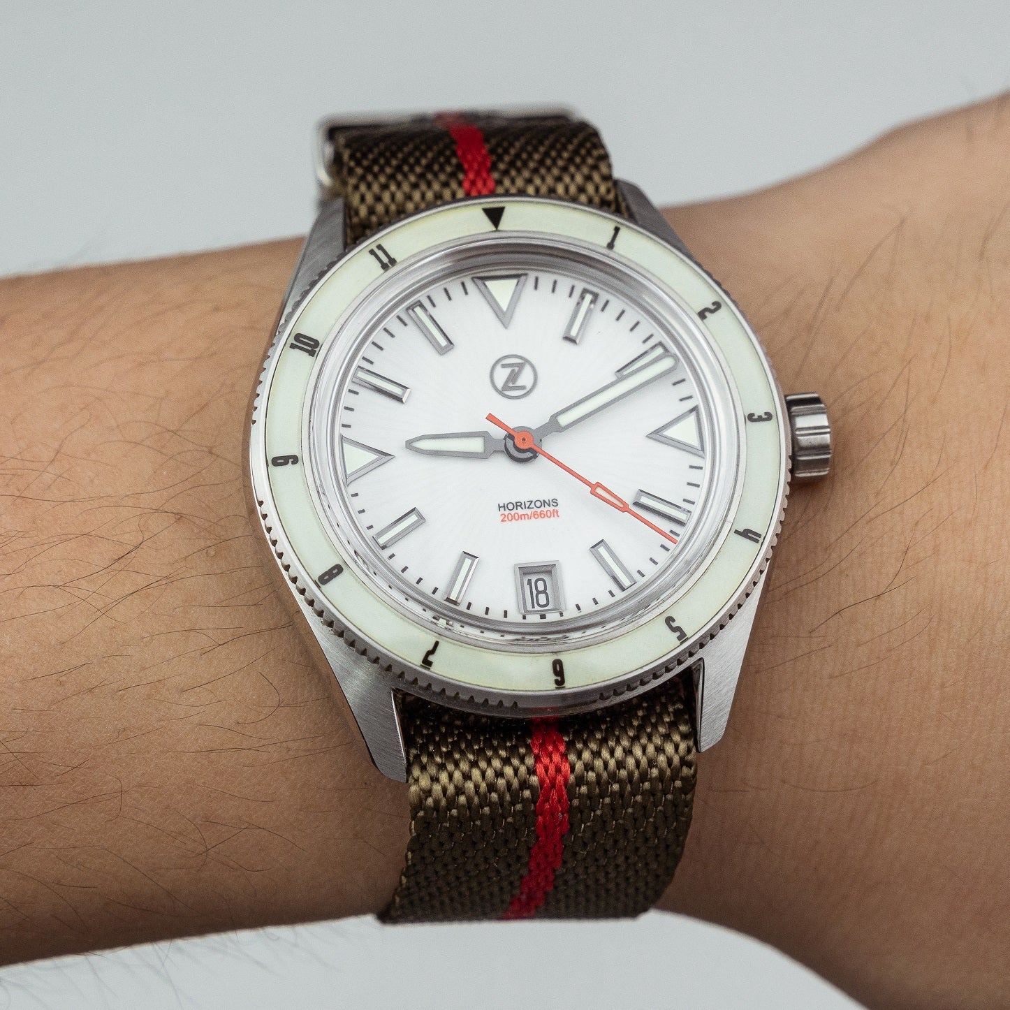 Lux Single Pass Strap in Khaki Red with Silver Buckle (20mm) - Nomad Watch Works SG