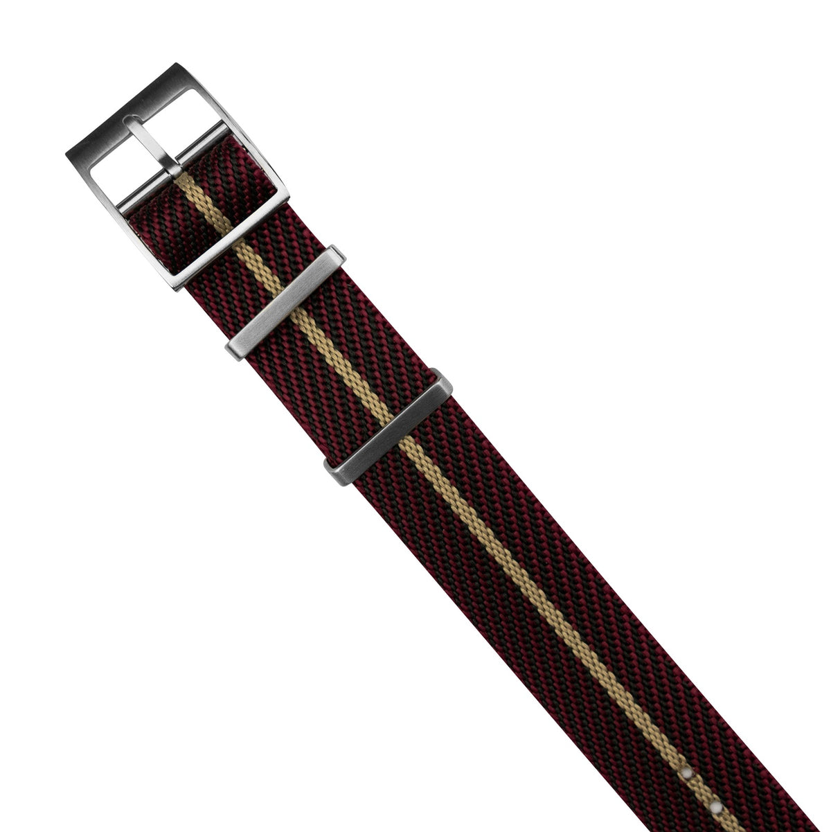 Lux Single Pass Strap in Burgundy Sand with Silver Buckle (20mm) - Nomad Watch Works SG