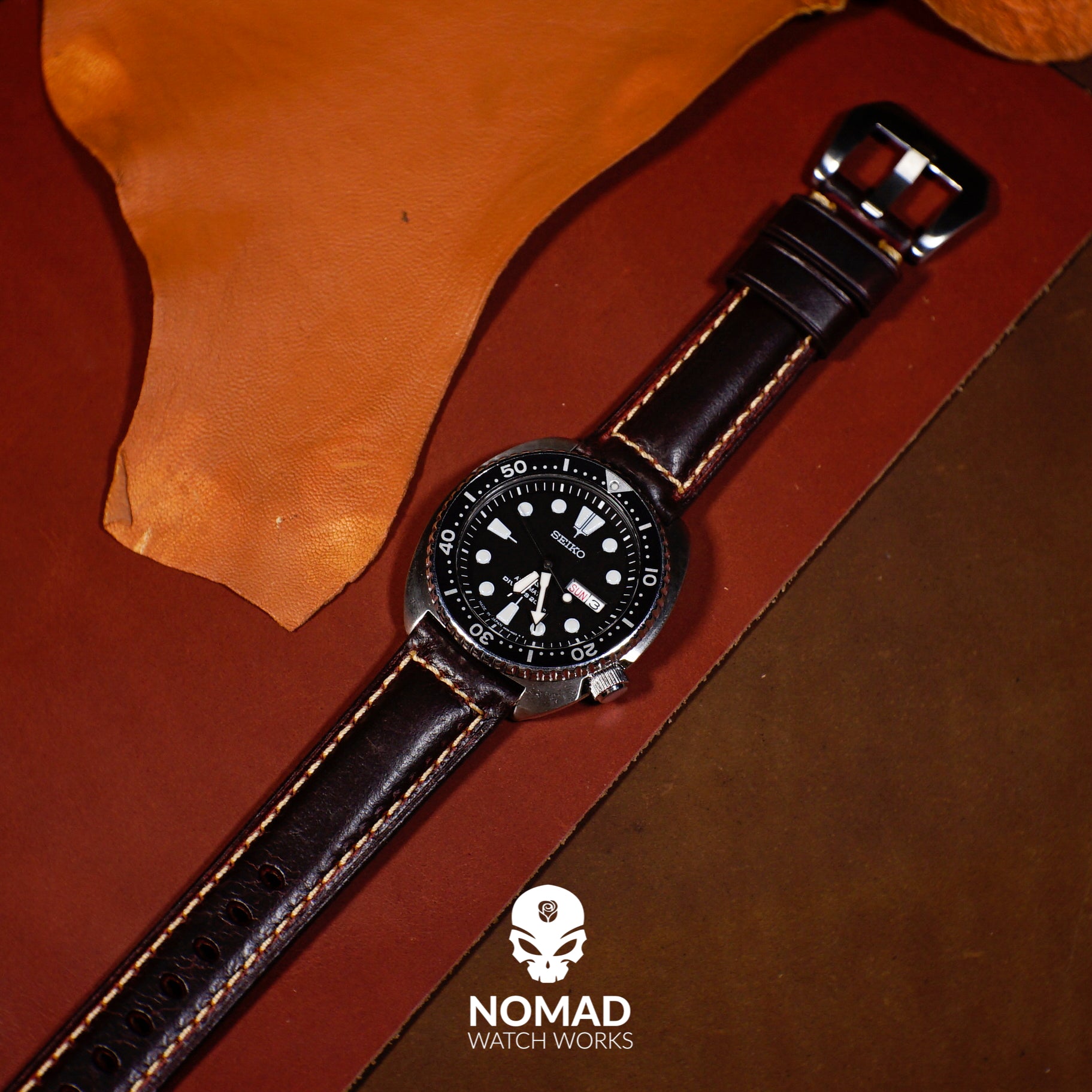 Maroon leather best sale watch strap