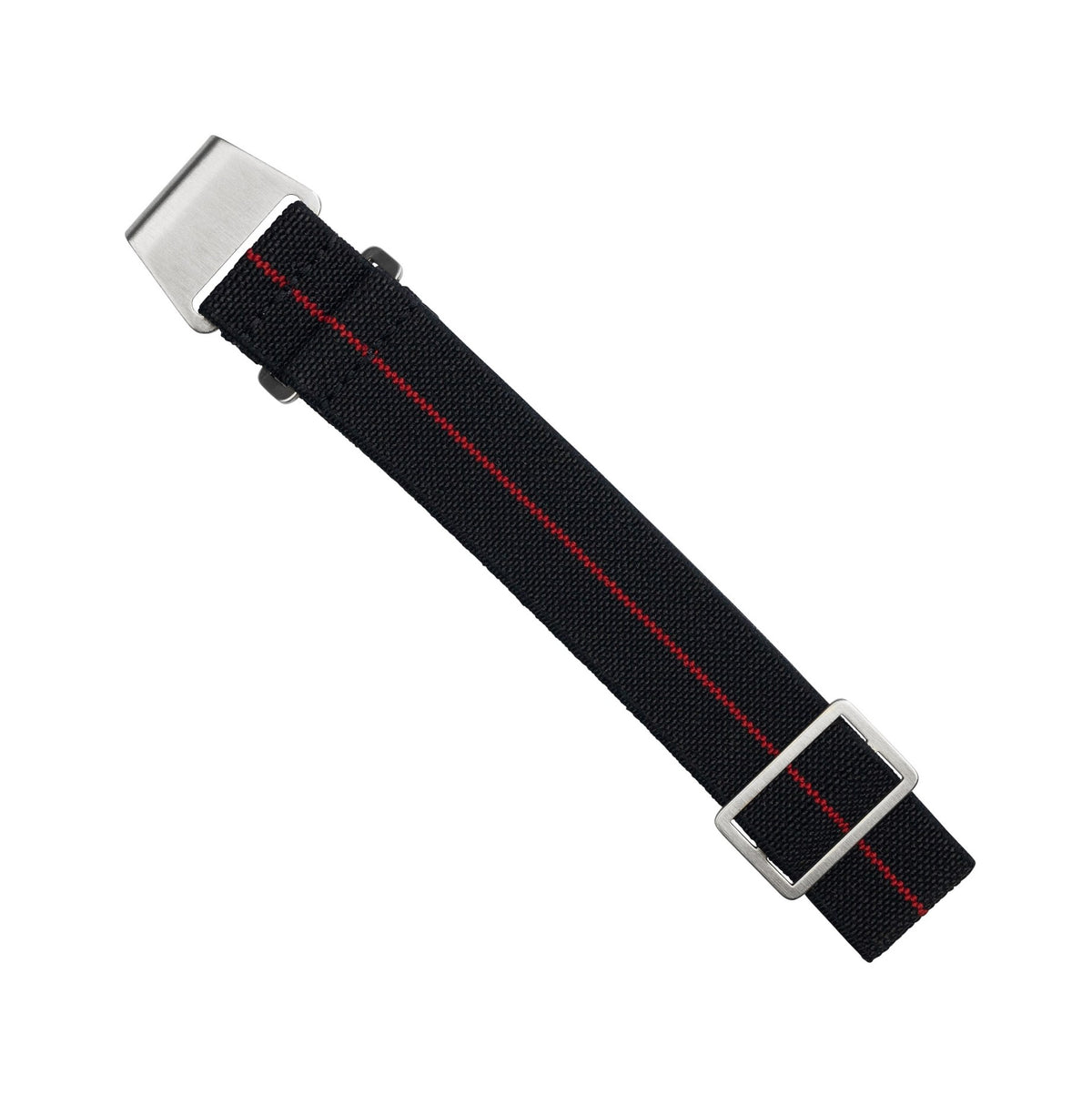 Marine Nationale Strap in Black Red with Silver Buckle (20mm) - Nomad Watch Works SG