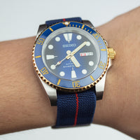 Marine Nationale Strap in Navy Red with Silver Buckle (20mm) - Nomad Watch Works SG