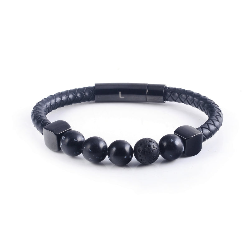 Lava Leather Bracelet in Marble Black (Size S) - Nomad watch Works