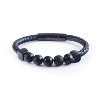 Lava Leather Bracelet in Marble Black (Size L) - Nomad watch Works