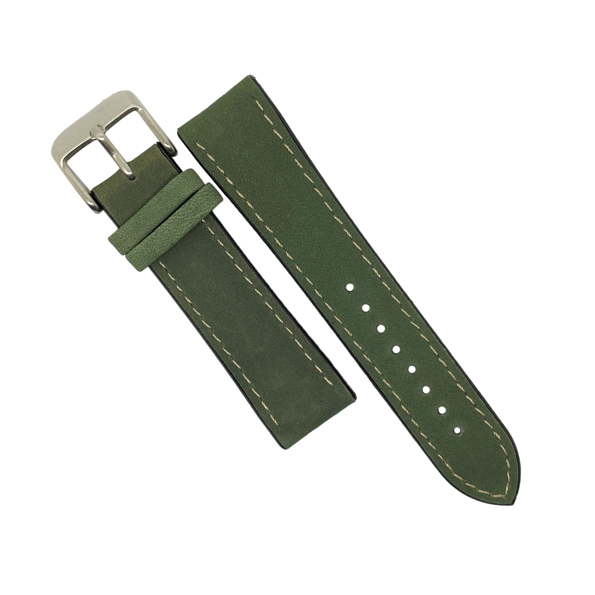 Performax Matt Leather Hybrid Strap in Olive (20mm) - Nomad Watch Works SG