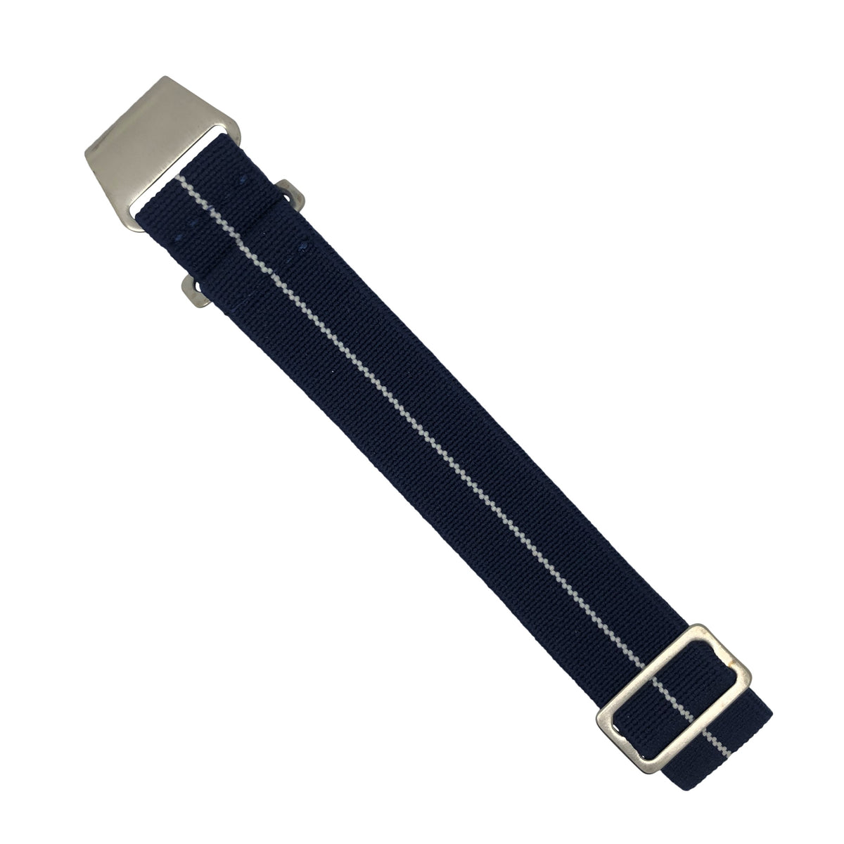 Marine Nationale Strap in Navy White with Silver Buckle (20mm) - Nomad watch Works