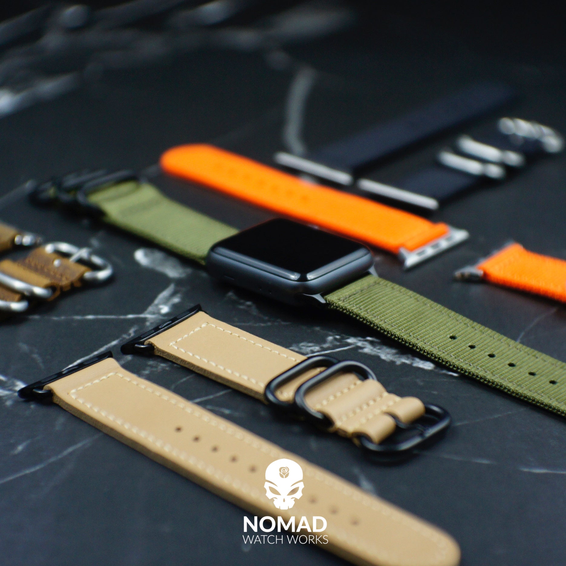 Apple Watch Nylon Zulu Strap in Black with Silver Buckle (38 & 40mm) - Nomad watch Works