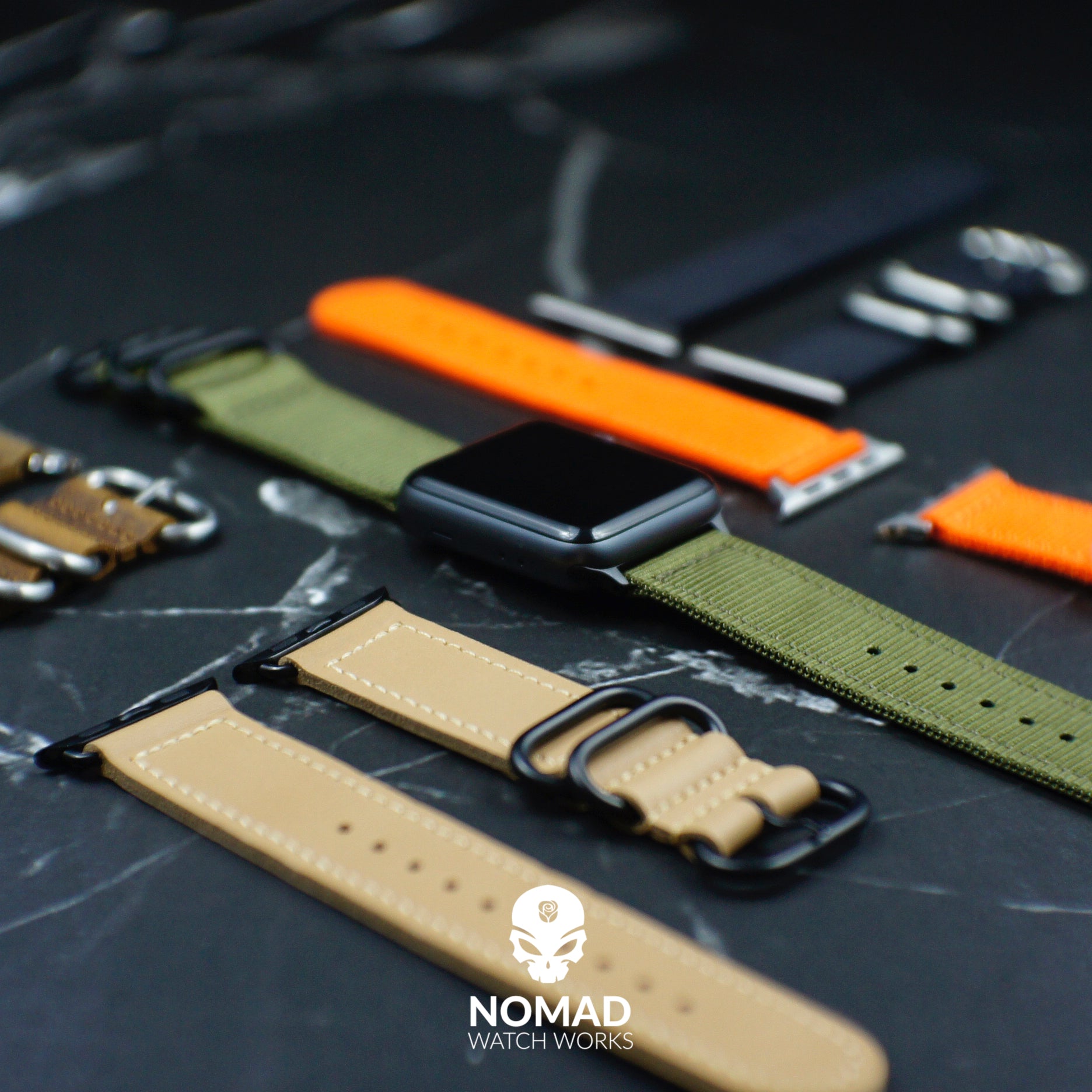 Nylon Zulu Strap in Orange Apple Watch Nomad Watch Works SG