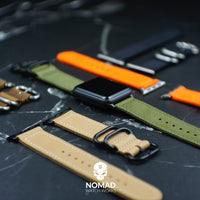 Apple Watch Nylon Zulu Strap in Orange with Silver Buckle (38 & 40mm) - Nomad watch Works