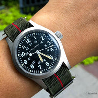 Marine Nationale Strap in Olive Red with Silver Buckle (20mm) - Nomad watch Works