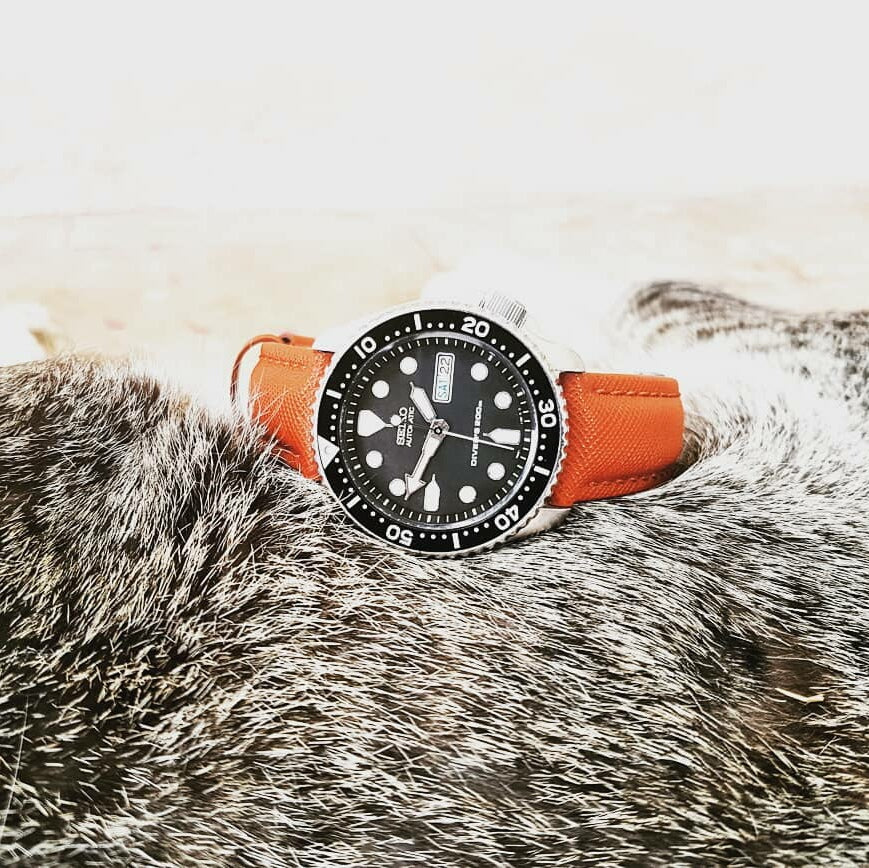 Premium Saffiano Leather Strap in Orange (18mm) - Nomad watch Works