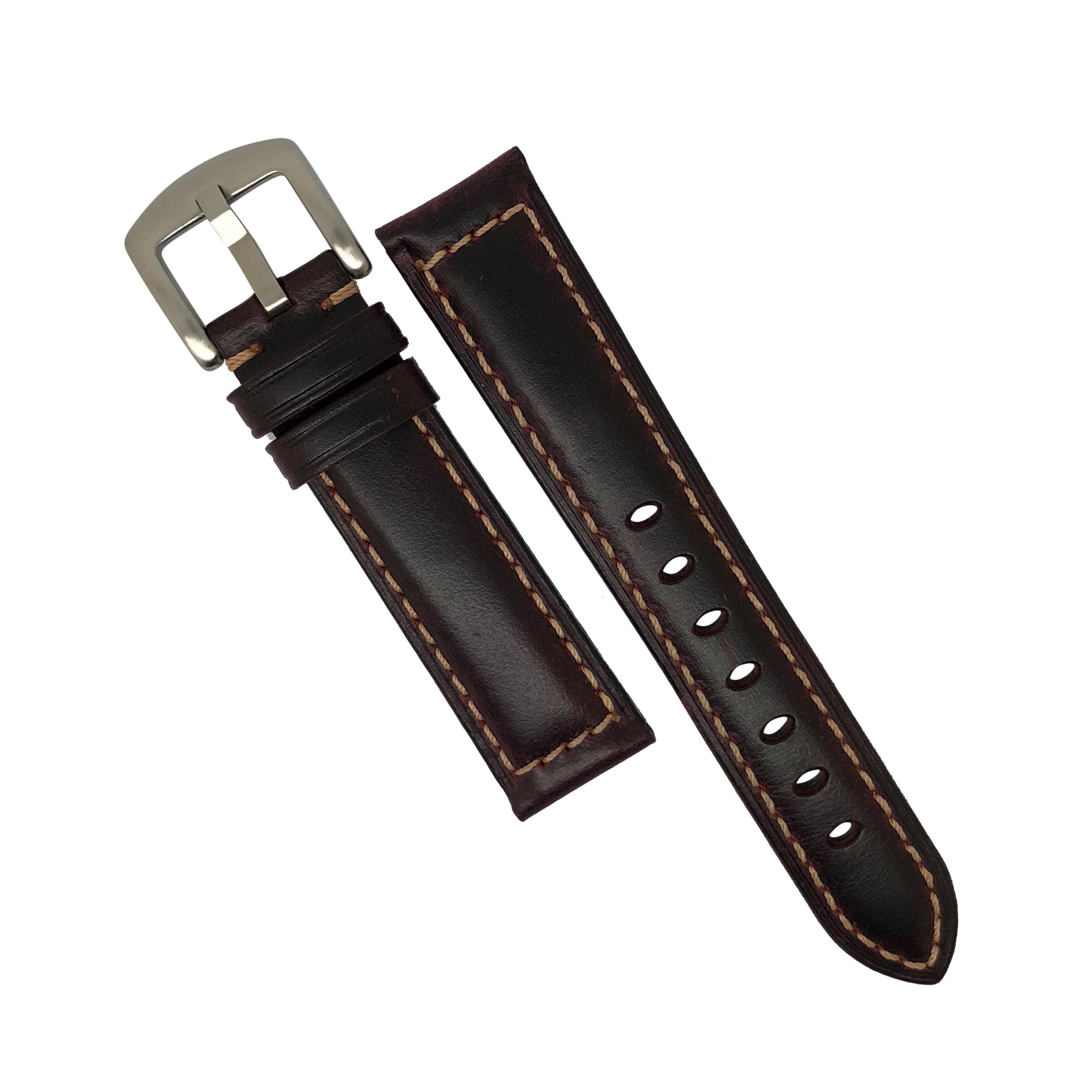 M2 Oil Waxed Leather Watch Strap in Maroon (20mm) - Nomad watch Works