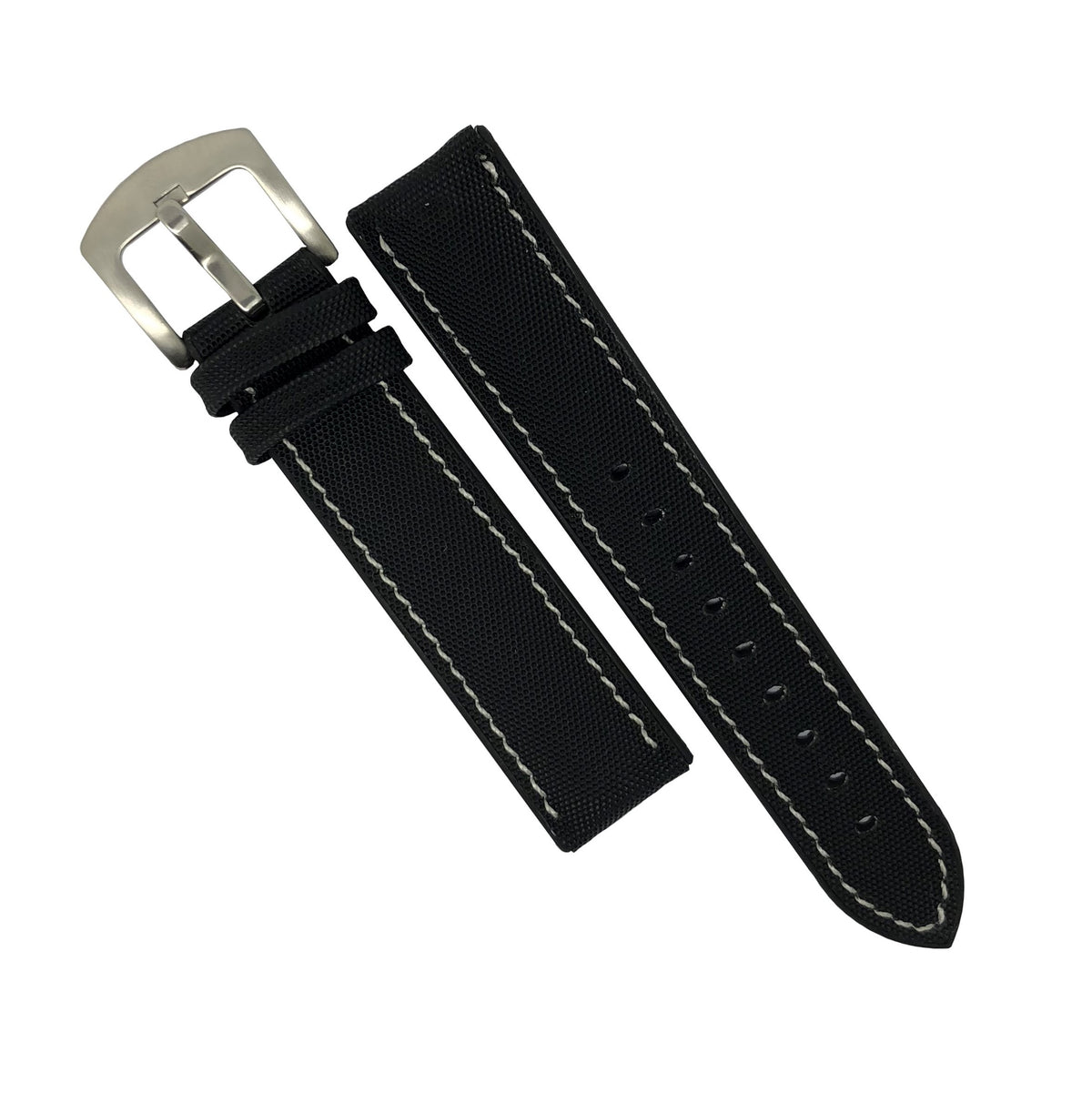 Performax N1 Hybrid Strap in Black with White stitching (20mm) - Nomad watch Works