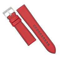 Performax Saffiano Leather FKM Rubber Hybrid Strap in Red (20mm) - Nomad Watch Works SG