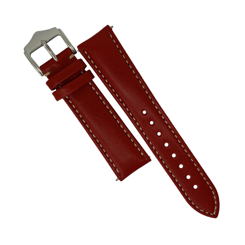 Quick Release Classic Leather Watch Strap in Red (18mm) - Nomad watch Works