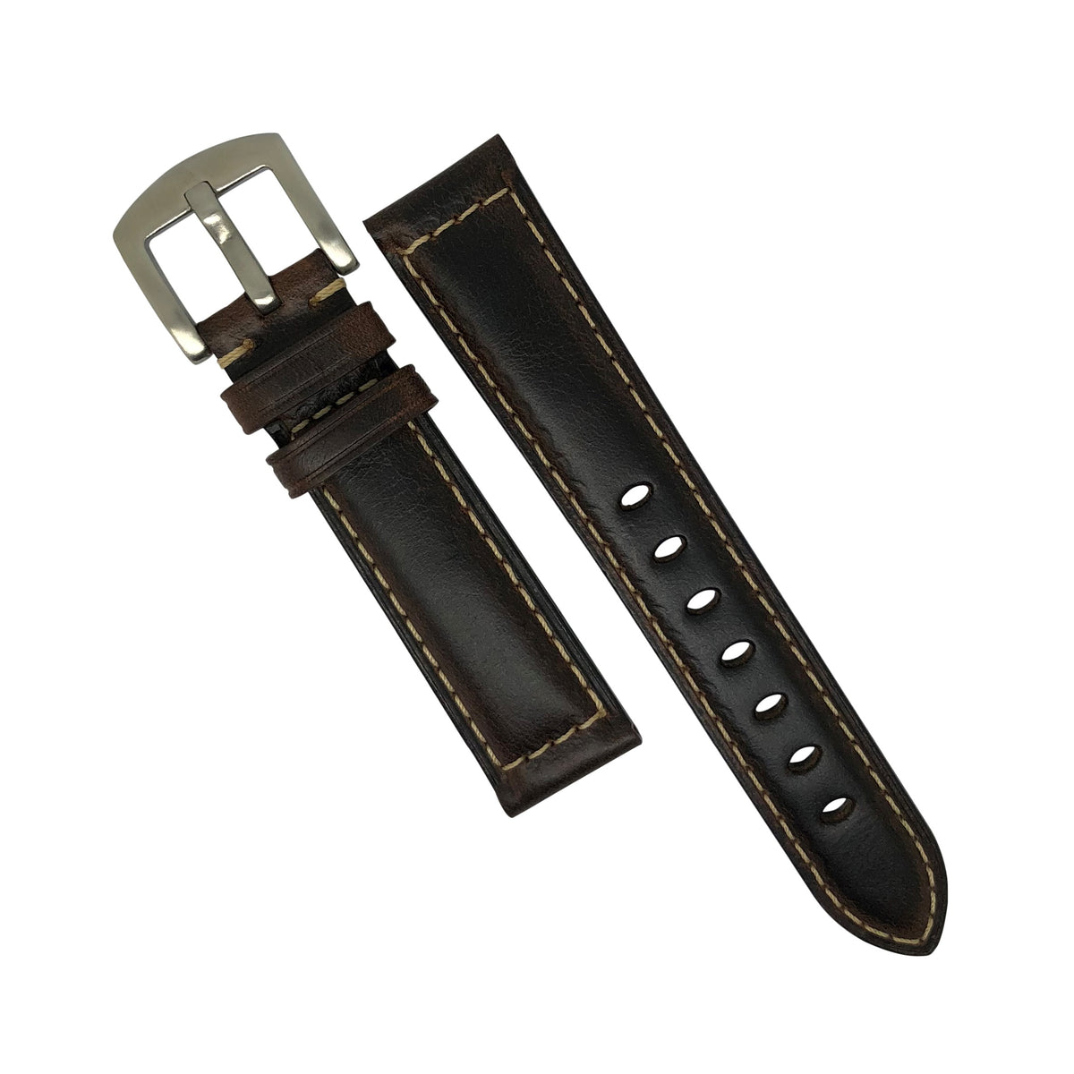 M2 Oil Waxed Leather Watch Strap in Brown (20mm) - Nomad watch Works