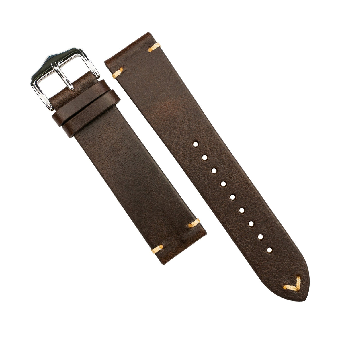 Premium Vintage Oil Waxed Leather Watch Strap in Brown (18mm) - Nomad Watch Works SG