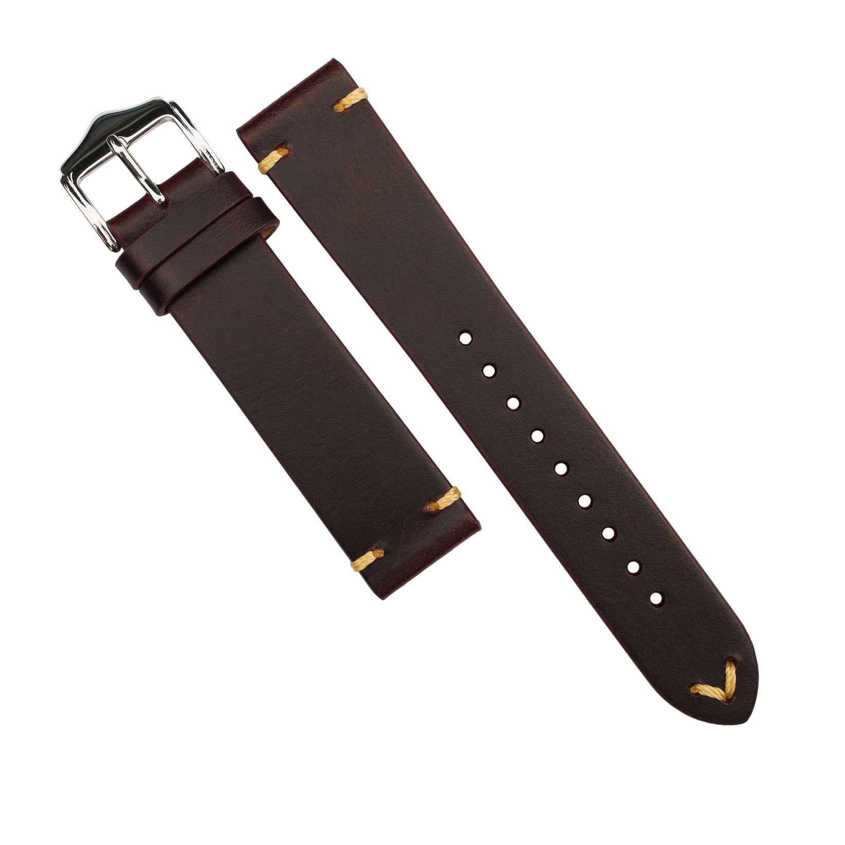 Premium Vintage Oil Waxed Leather Watch Strap in Maroon (18mm) - Nomad Watch Works SG