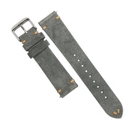 Premium Vintage Suede Leather Watch Strap in Grey (18mm) - Nomad Watch Works SG