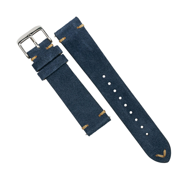 Premium Vintage Suede Leather Watch Strap in Navy (18mm) - Nomad Watch Works SG