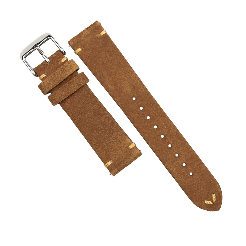 Premium Vintage Suede Leather Watch Strap in Tan (18mm) - Nomad Watch Works SG