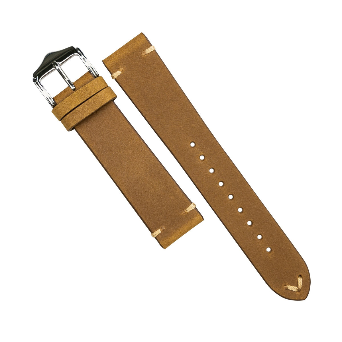 Premium Vintage Calf Leather Watch Strap in Tan (20mm) - Nomad Watch Works SG