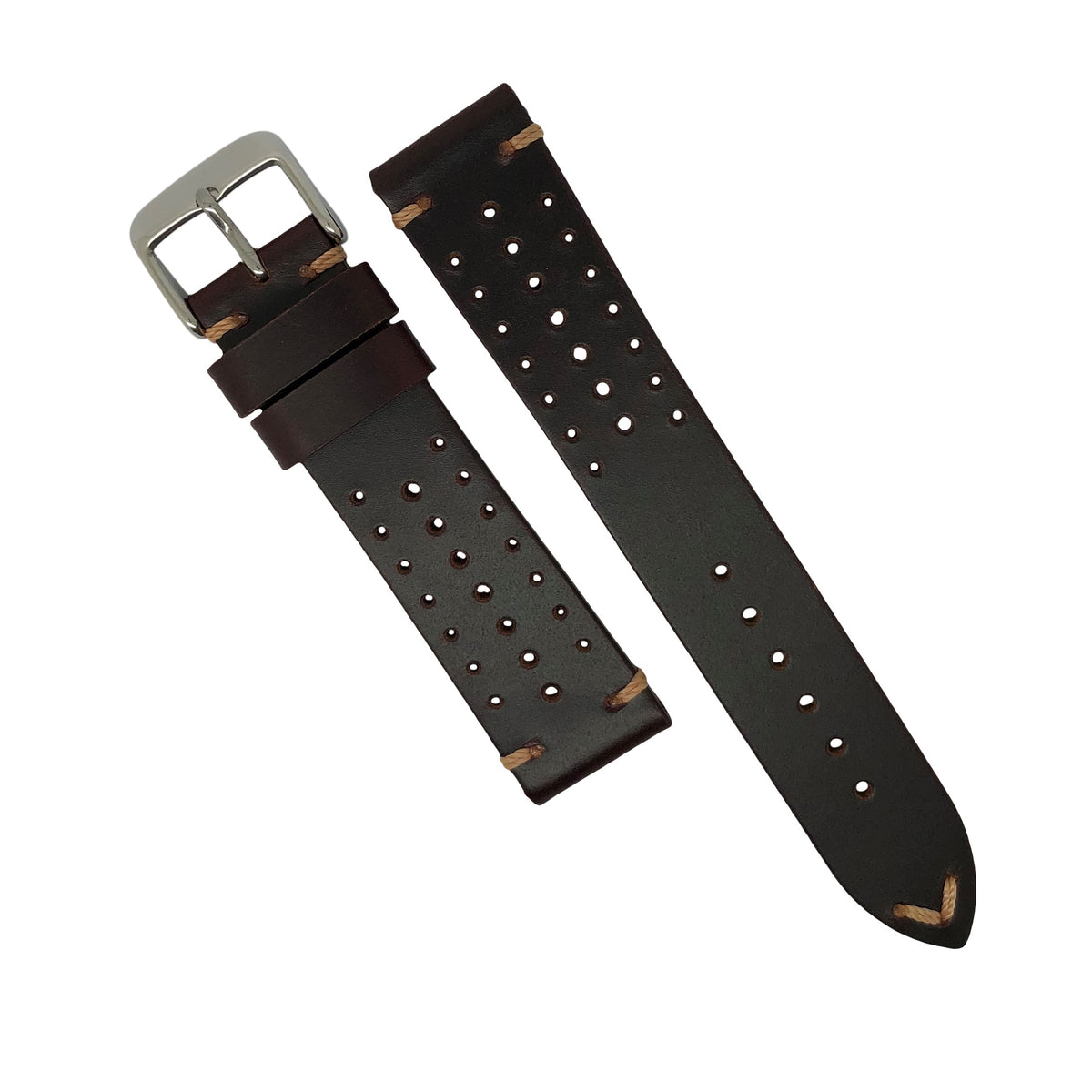 Premium Rally Leather Watch Strap in Brown (18mm) - Nomad watch Works