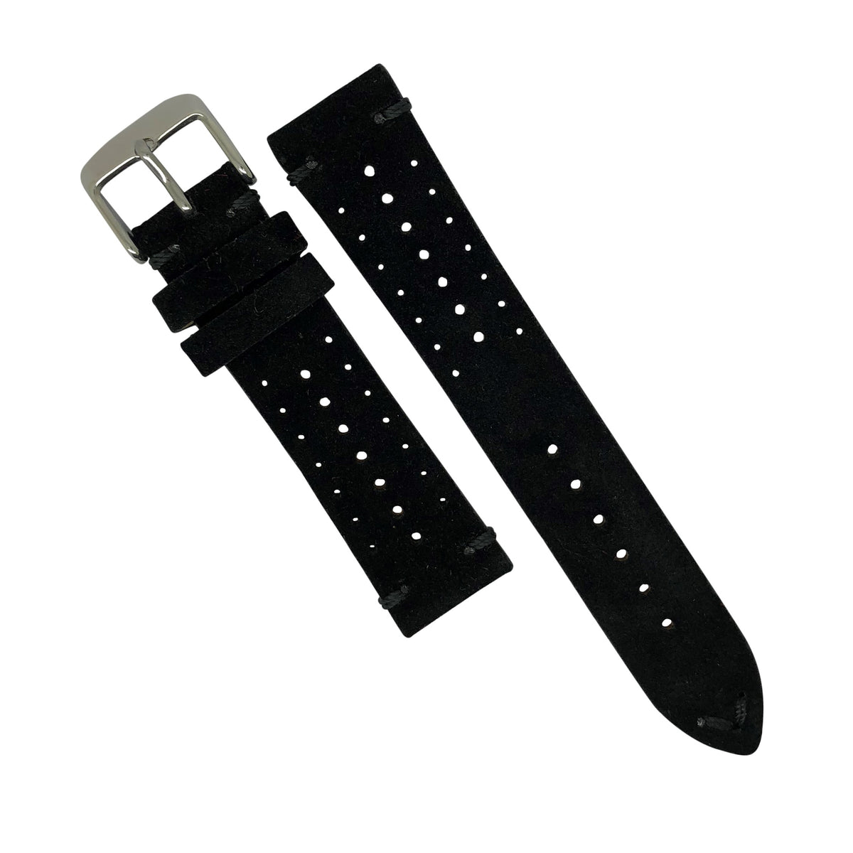 Premium Rally Suede Leather Watch Strap in Black (20mm) - Nomad watch Works