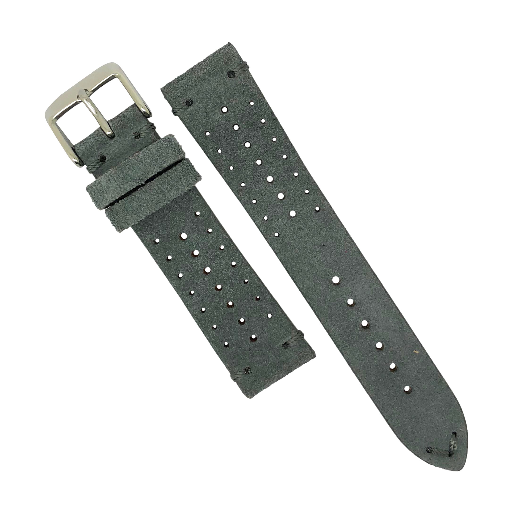 Premium Rally Suede Leather Watch Strap in Grey Nomad Watch Works SG