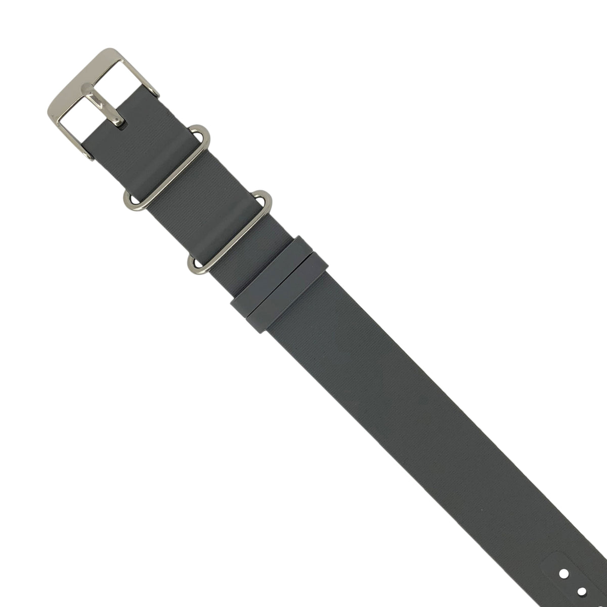 Rubber Nato Strap in Grey with Silver Buckle (18mm) - Nomad watch Works