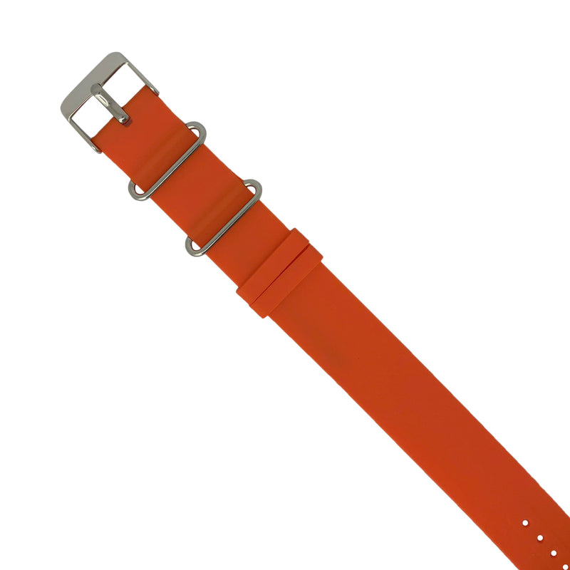 Rubber Nato Strap in Orange with Silver Buckle (18mm) - Nomad watch Works