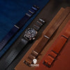 Premium Leather Nato Strap in Navy with Silver Buckle (18mm) - Nomad watch Works