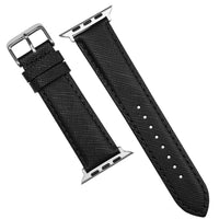 Apple Watch Premium Saffiano Leather Strap in Black (38 & 40mm) - Nomad Watch Works SG