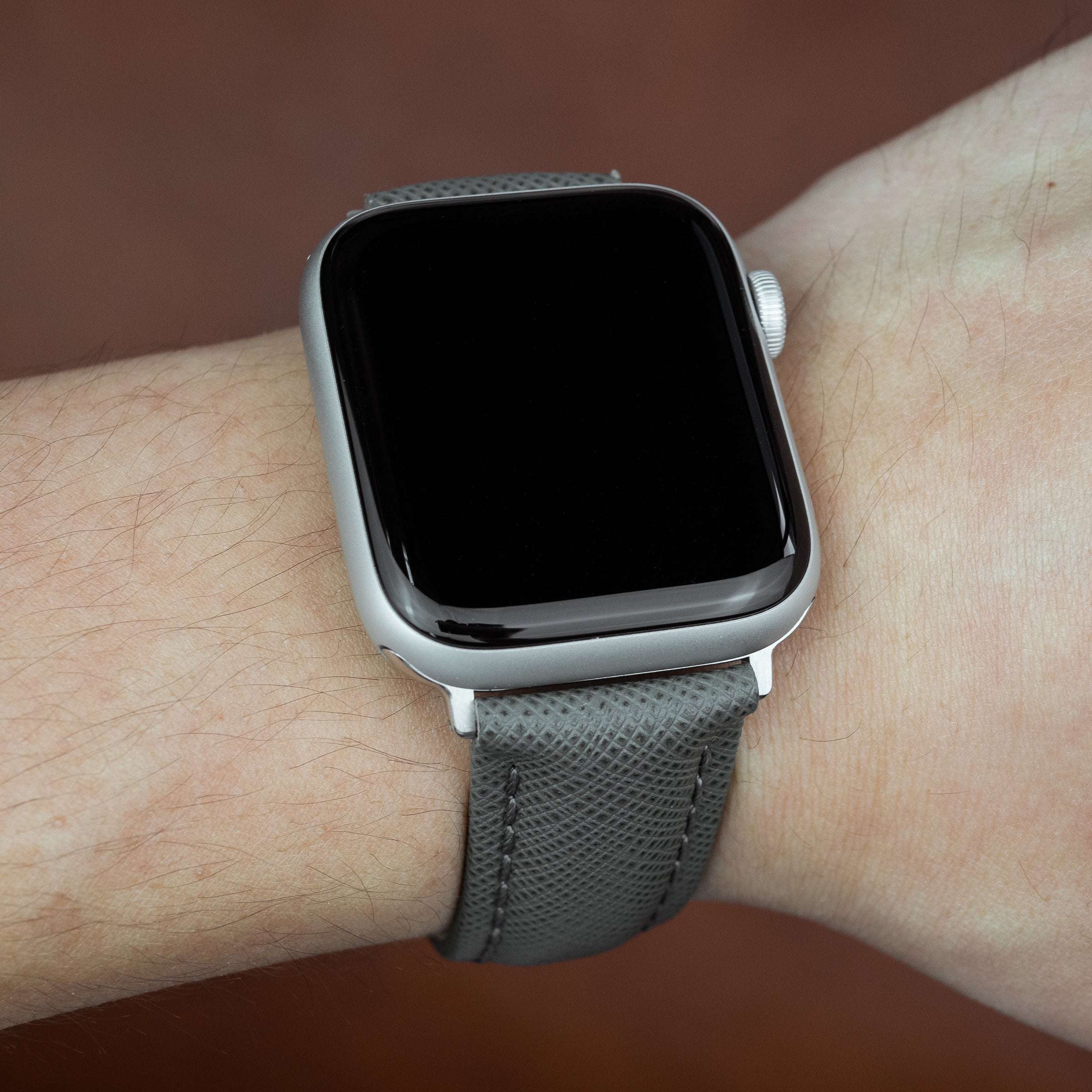 Apple Watch Premium Saffiano Leather Strap in Grey (38 & 40mm) - Nomad Watch Works SG