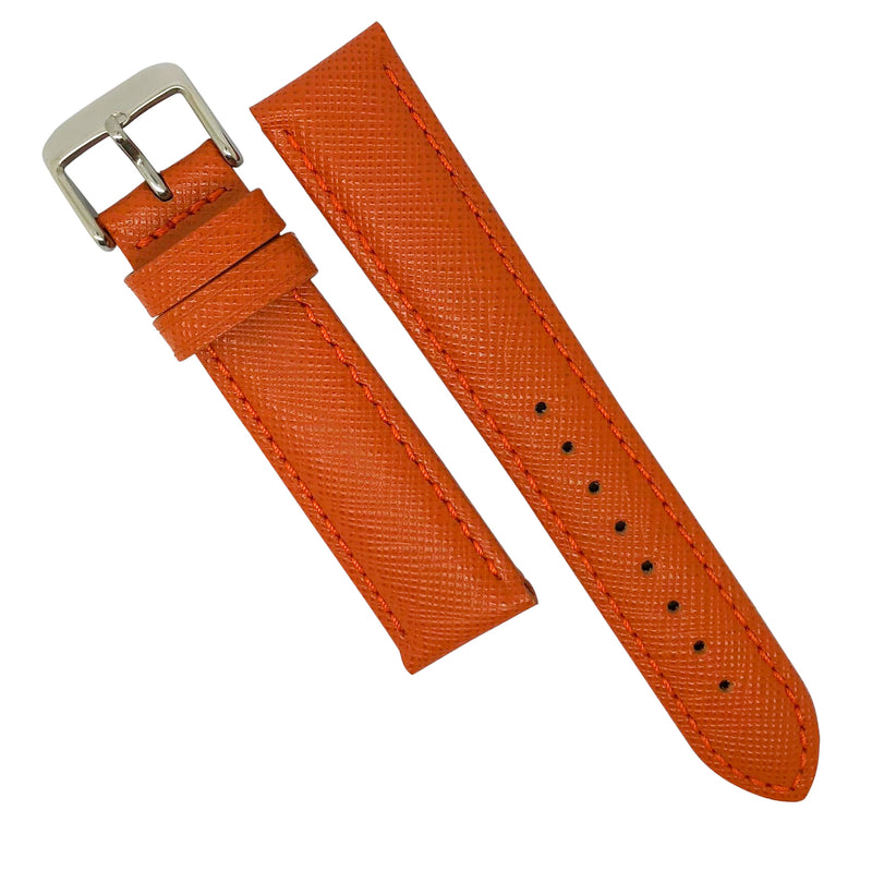 Premium Saffiano Leather Strap in Orange (18mm) - Nomad watch Works